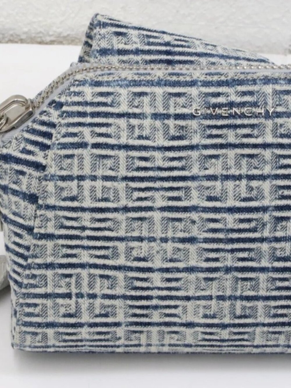 Givenchy Blue 4G Embroidered Denim Small Antigona U Crossbody Bag
